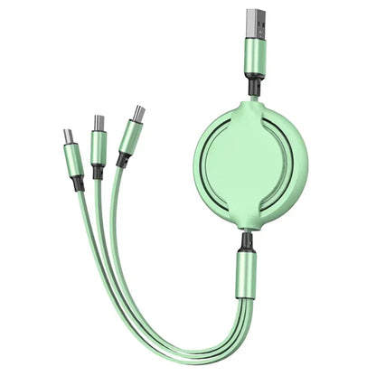 3-in-1 Retractable USB Cable for Fast Charging & Data Transfer