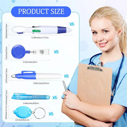 5-in-1 Nurse Pen Set with Badge Reel, Light Keychain & Marker